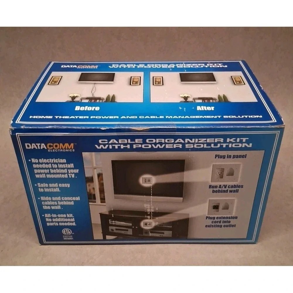 DataComm - Cable Organizer Remodeling Kit with Power Outlet 503323WHKIT